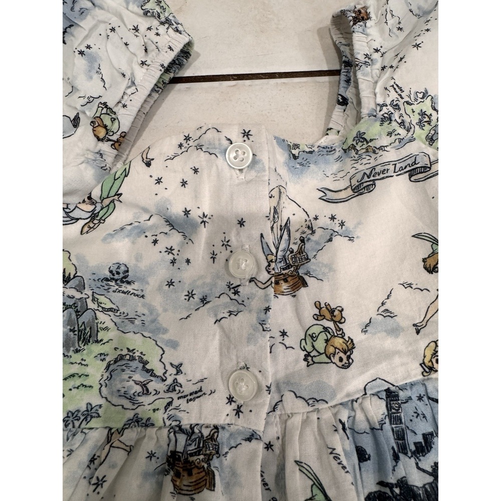 Disney Janie and Jack Girls Size 7 Dress Tinker Bell Fairy Print Puff Sleeves - Picture 10 of 11